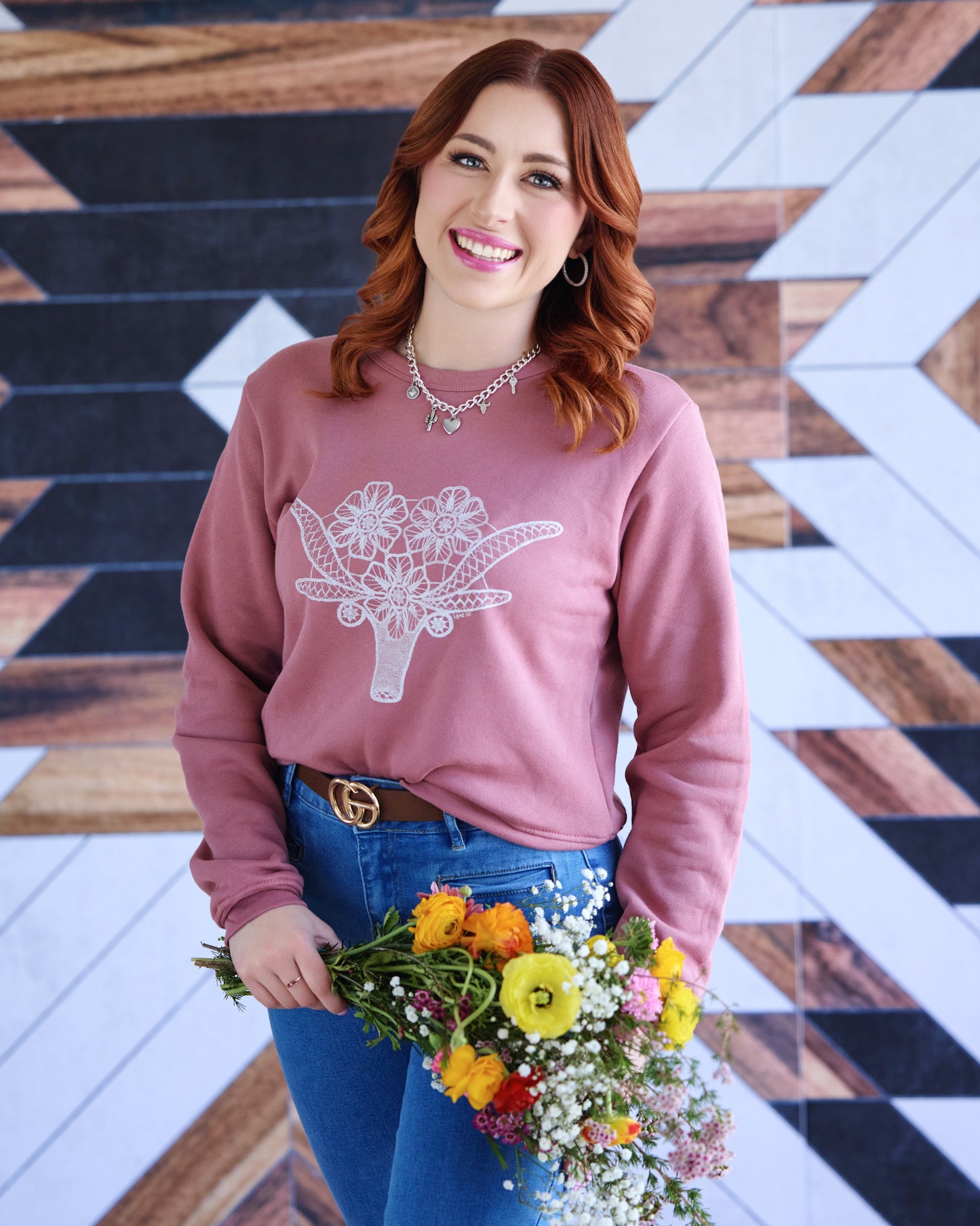 Lace Longhorn Crewneck