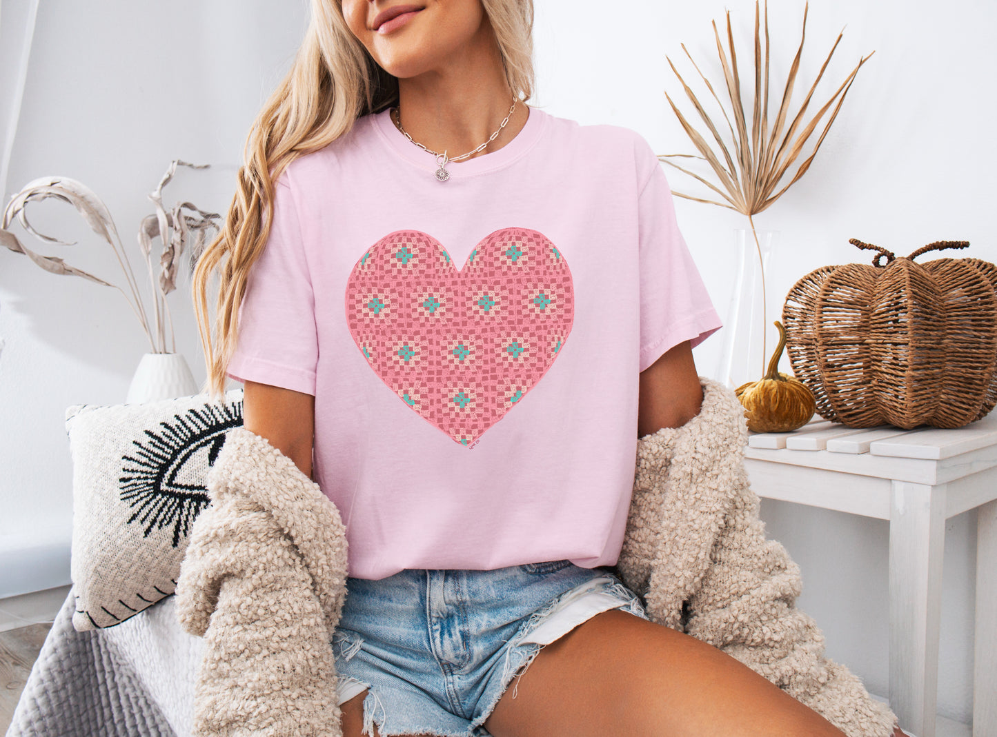 Granny Square Heart Valentines Tee