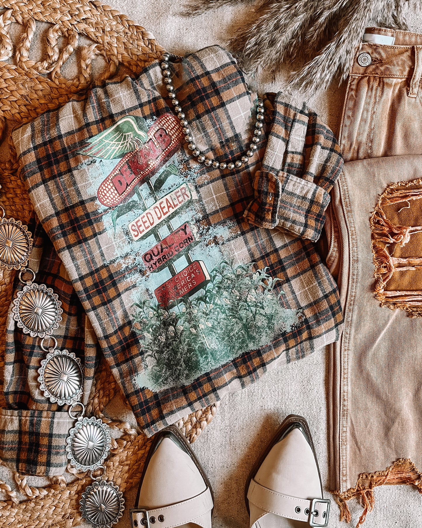 Seed Dealer Flannel - Beige, Mustard & Navy
