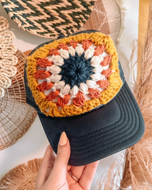 Nana Trucker — Navy Crochet Trucker Hat