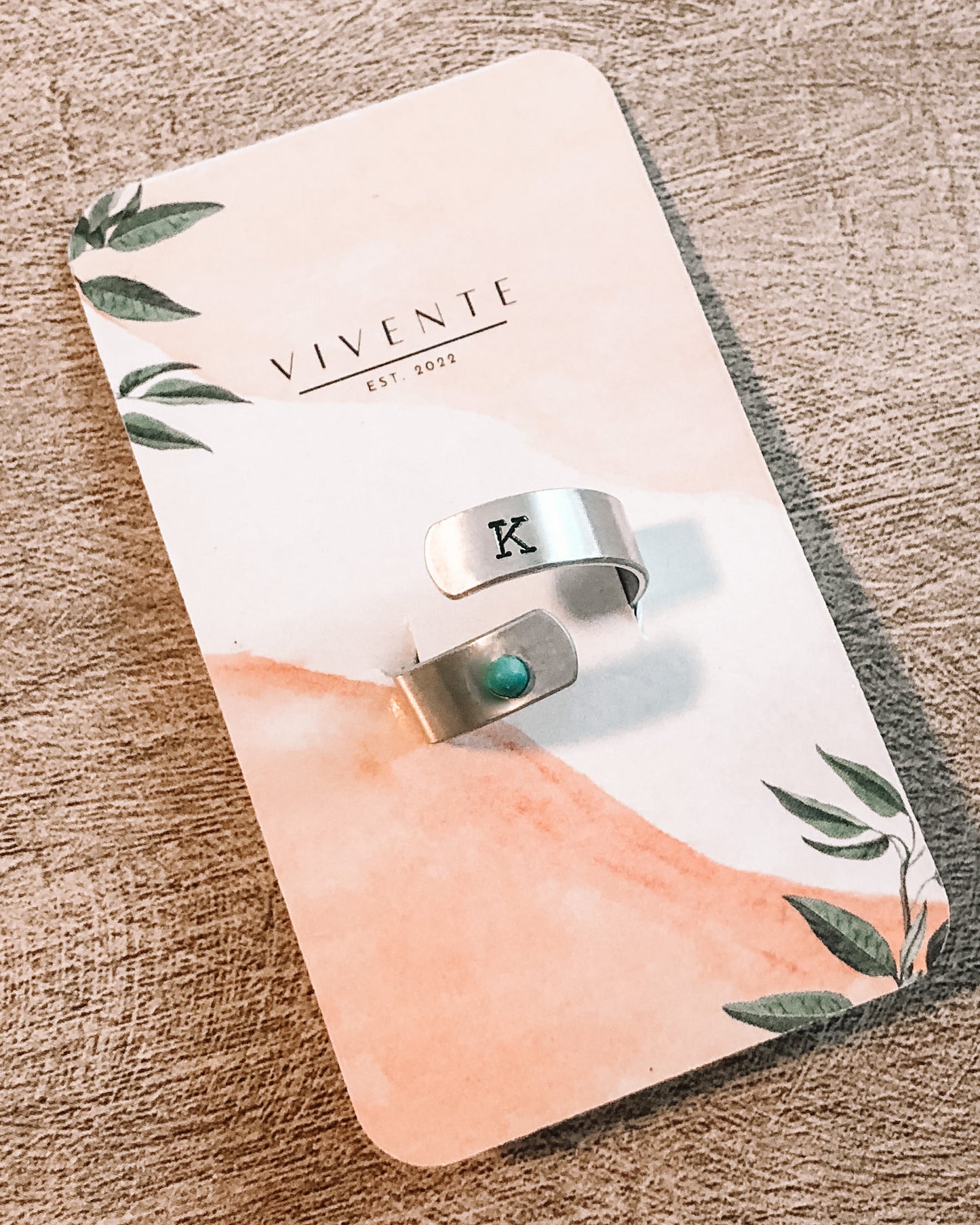 Handstamped Initial Rings