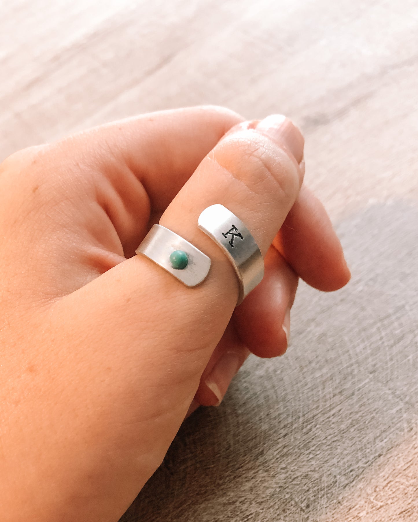 Handstamped Initial Rings