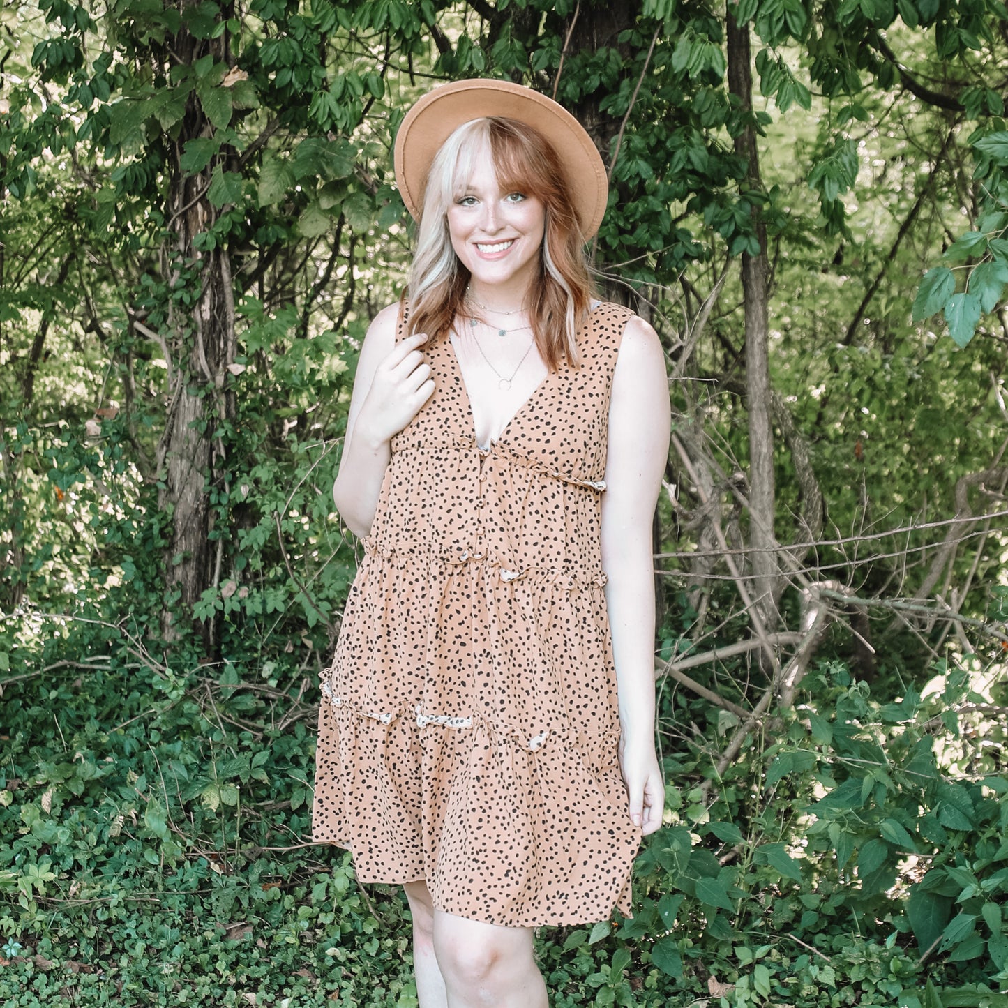 Taupe Dalmatian Print Dress