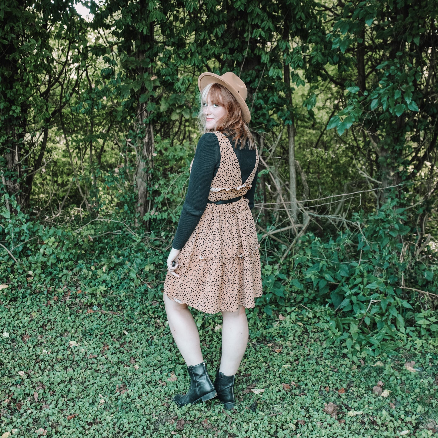Taupe Dalmatian Print Dress