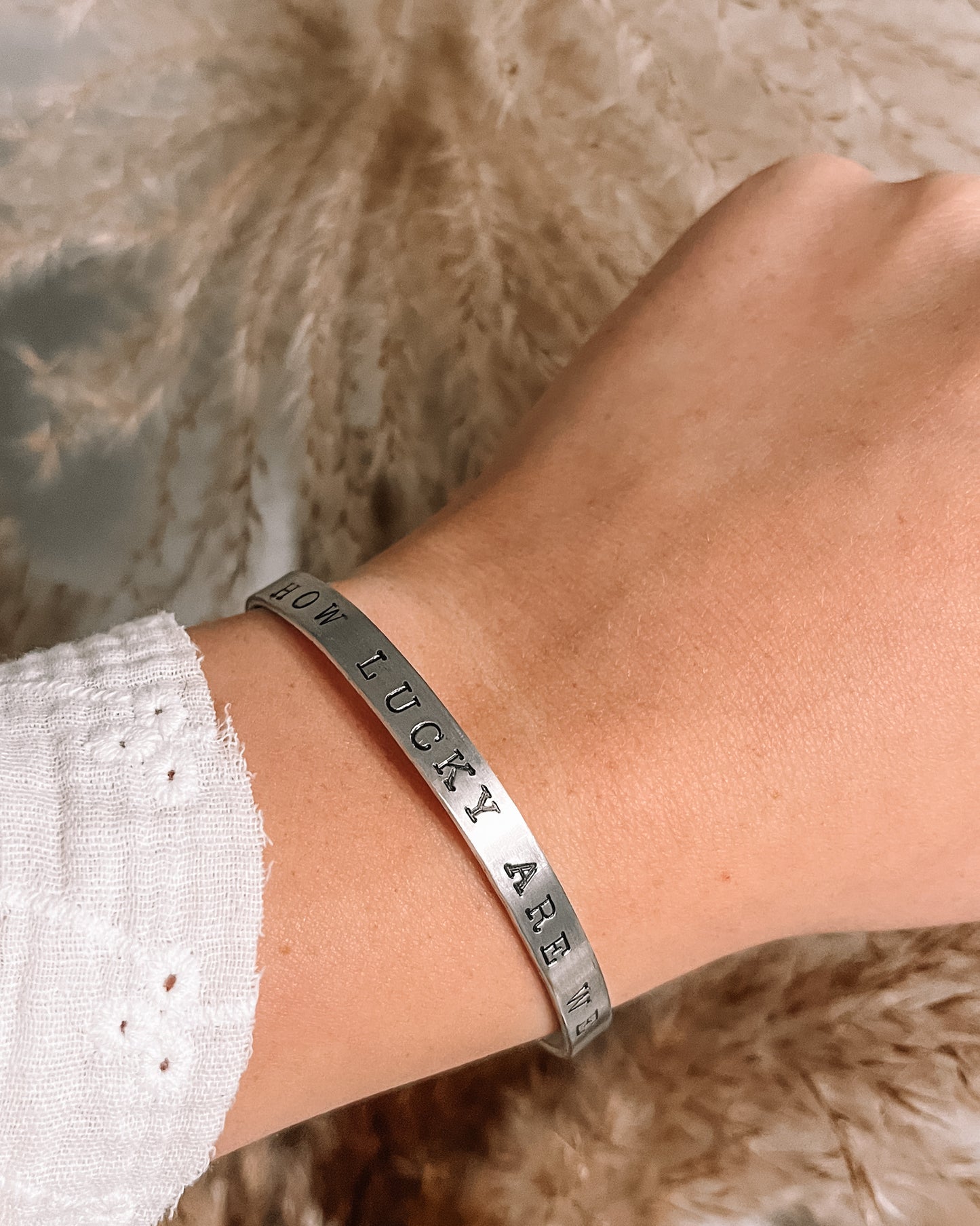 How Lucky Are We Stamped Bracelet