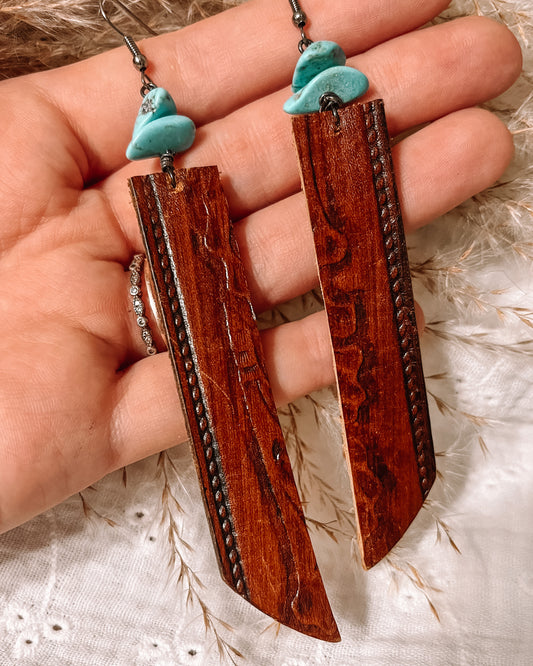 Down Home Vintage Leather Earrings