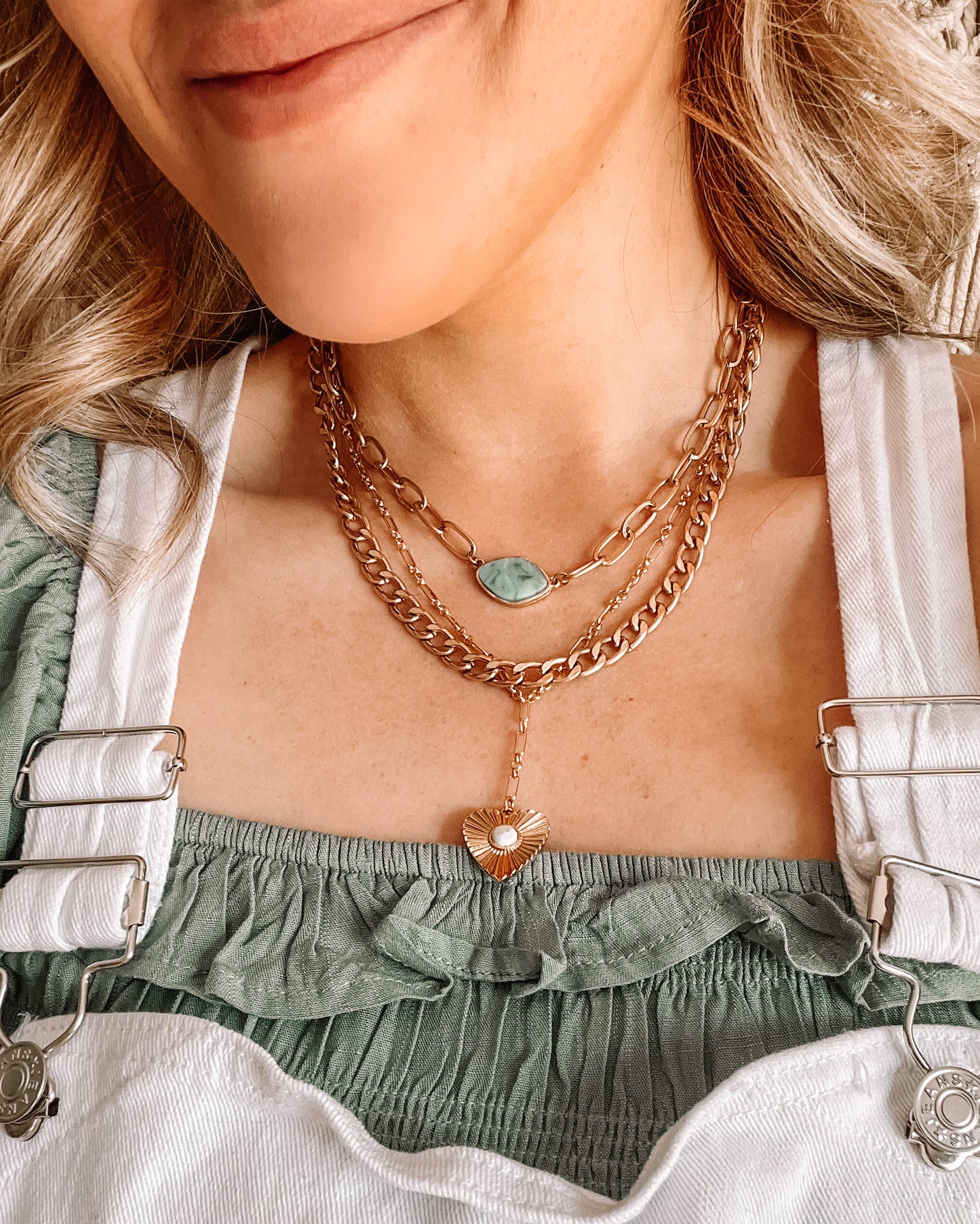 Heart of Stone Lariat Chain Necklace