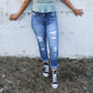 Mid-Rise Distressed Ankle KanCan Skinny Jeans