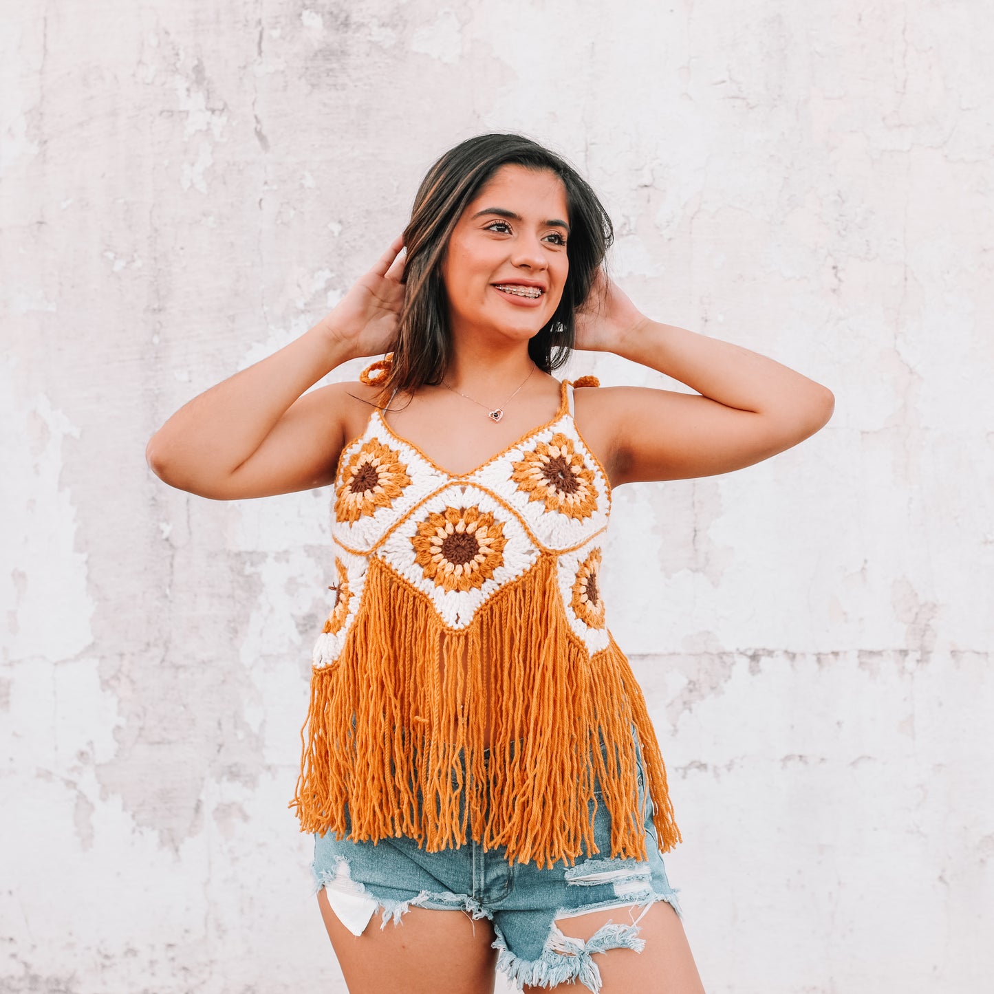 Handmade Sunflower Fringe Top